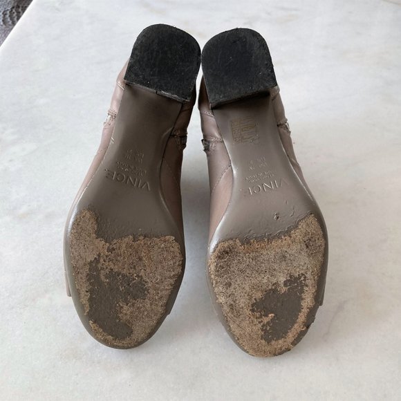 Vince leather ankle boots / booties (tan / taupe / clay, silver chunky heel) - Picture 10 of 11